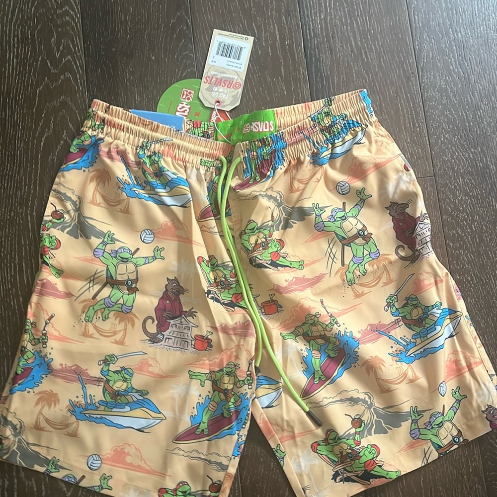 Mens RSVLTS TMNT swim trunks.